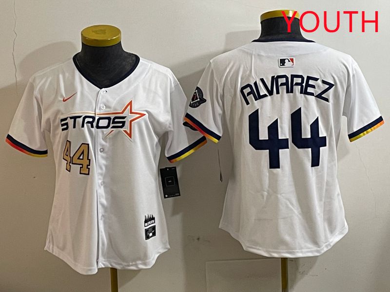 Youth Houston Astros #44 Alvarez White three generations Joint Name Nike 2025 MLB Jersey style 3->youth mlb jersey->Youth Jersey
